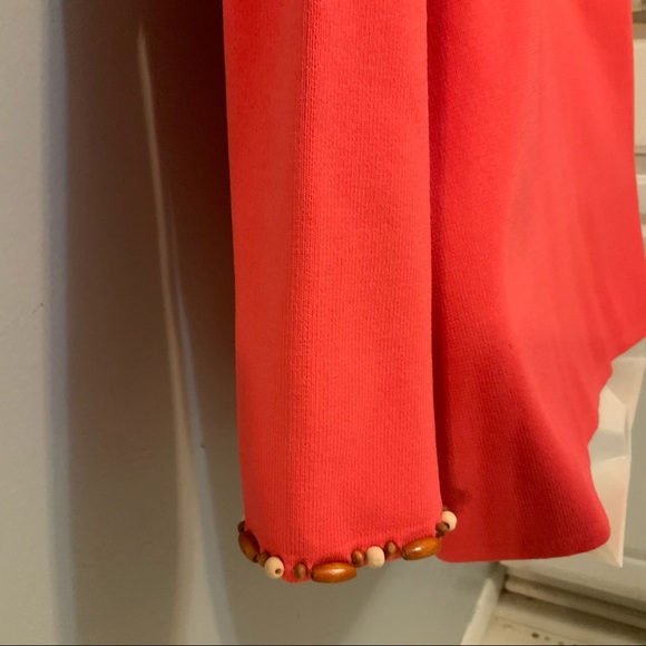 Knit Chic Coral Wood Bead Neckline Blazer Top Sz L - Picture 5 of 12